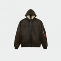 Alpha Industries Ma-1 Hooded Relaxed Fit Flight Jacket (Faux Leather)