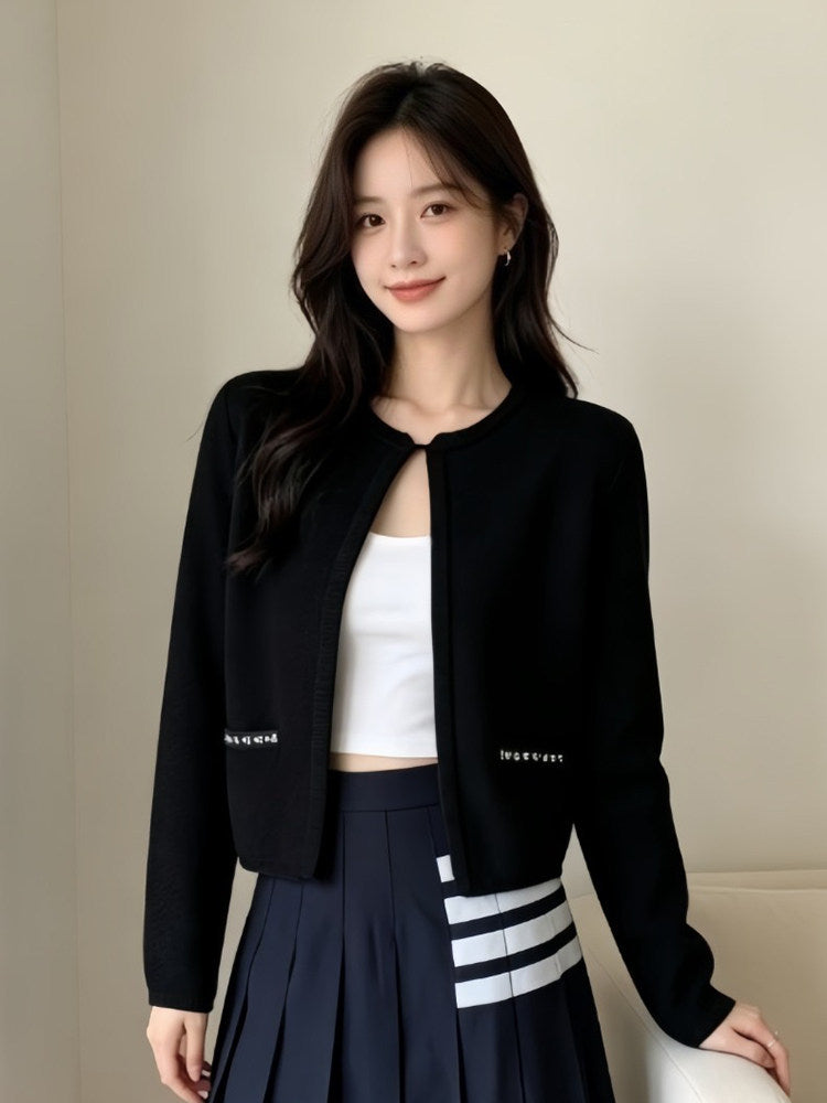 Thom Browne Style Cropped Round-Neck Women's Jacket