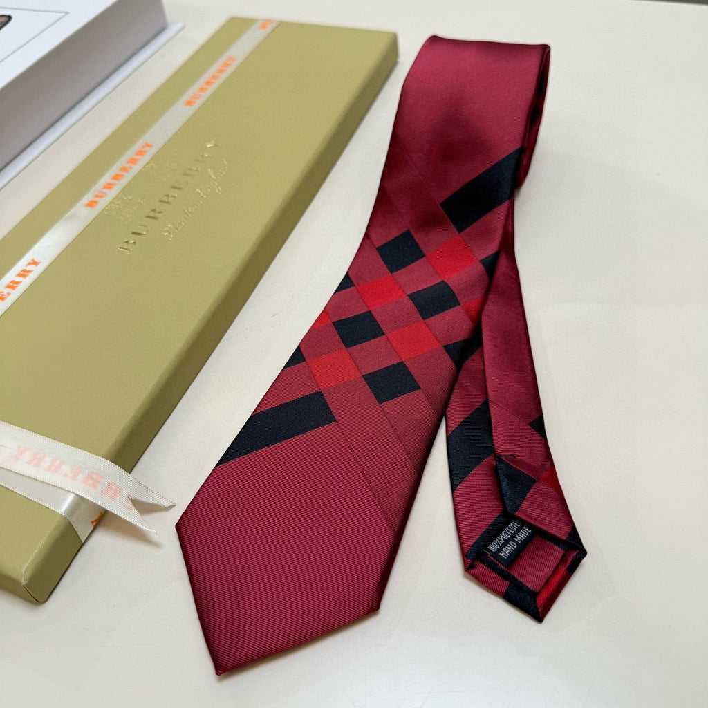 Burberry Style Men's Check Silk Tie