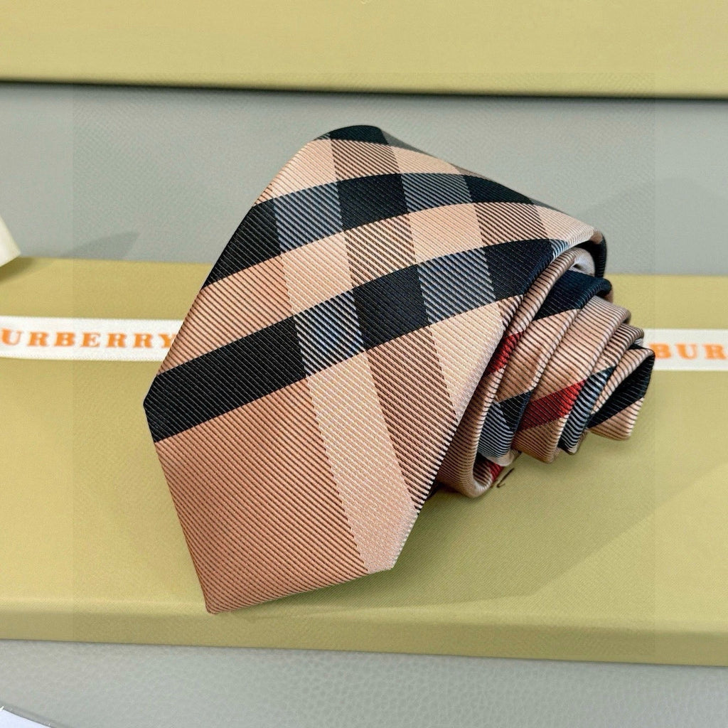 Burberry Style Men's Check Silk Tie