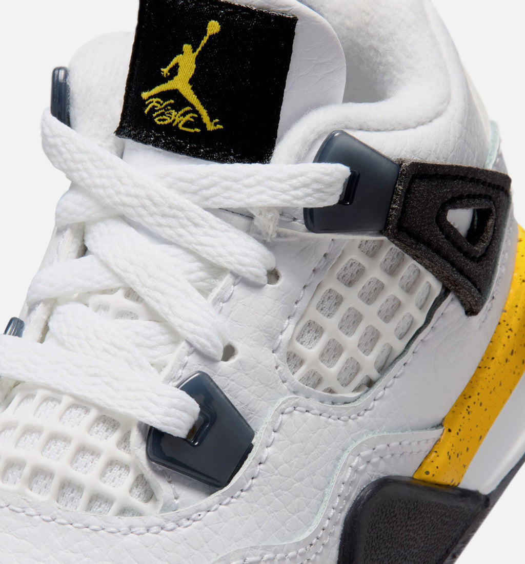 Air Jordan 4 Retro Rare Air Tour Yellow Baby & Toddler Sneakers - White / Dark Blue-Grey / Black / Tour Yellow