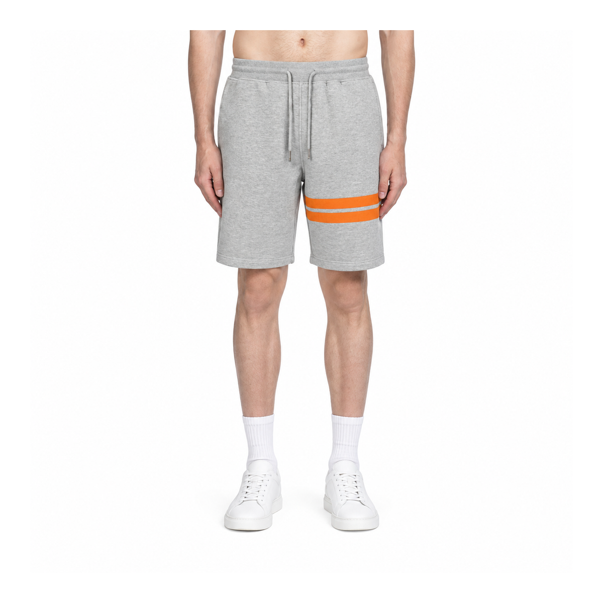 Thom Browne Style Athletic Cotton Shorts with Signature Four-Bar Detail