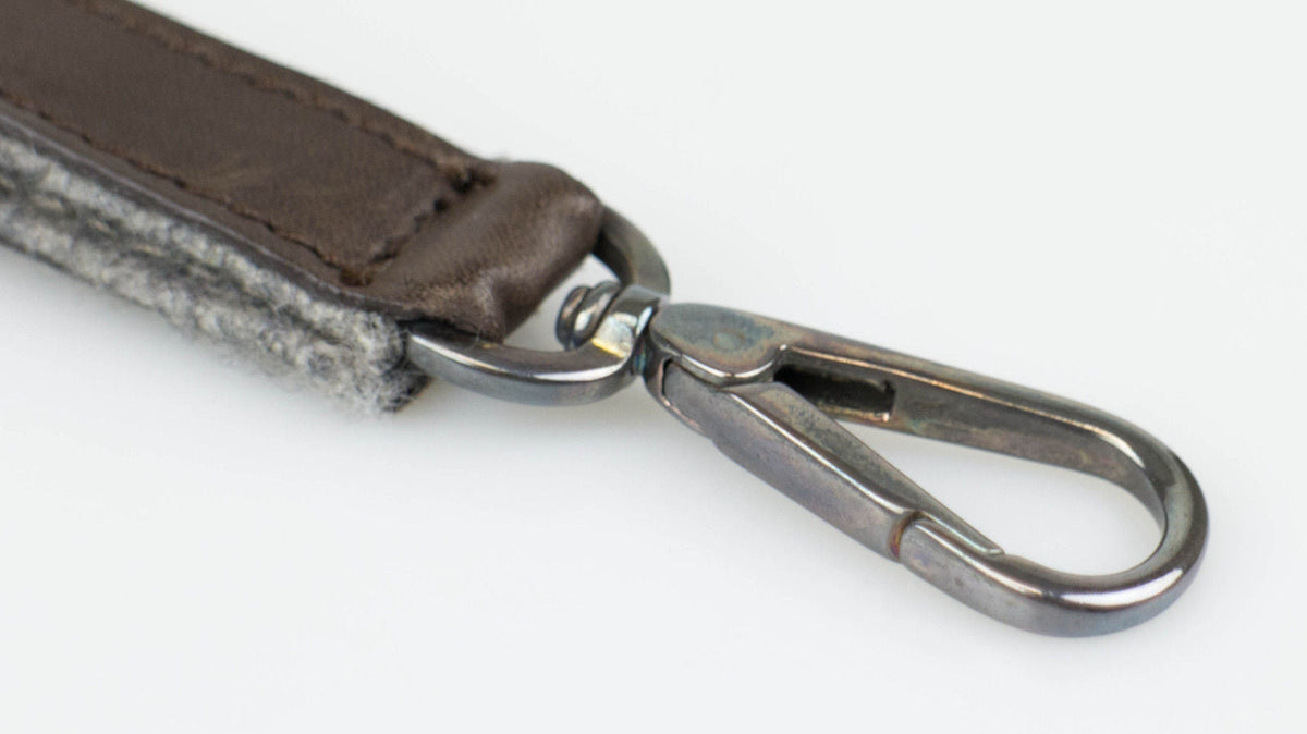 Brown Leather Cashmere Lined Wristlet Key Ring