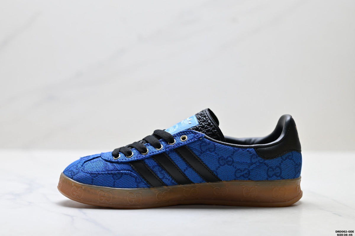 adidas x Gucci Gazelle Blue GG Monogram Low-Top Sneakers