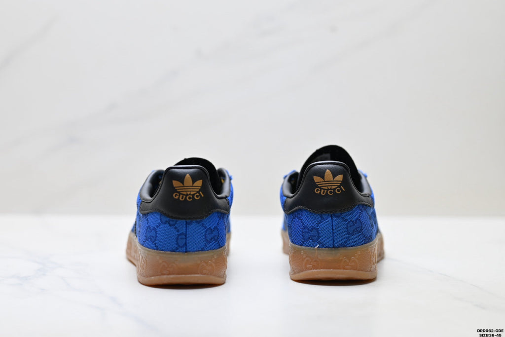 adidas x Gucci Gazelle Blue GG Monogram Low-Top Sneakers