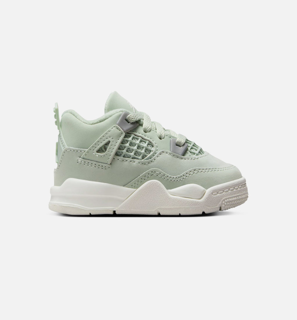 Air Jordan 4 Retro Abundance Infant & Toddler Lifestyle Shoes - Seafoam / Sail / Metallic Silver