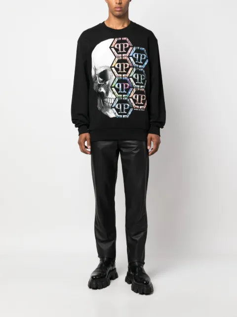 Philipp Plein skull-print cotton sweatshirt
