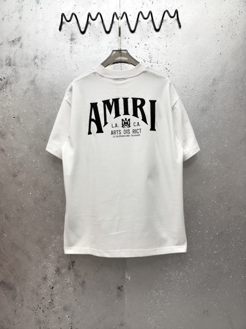 AMIRI Gothic Monogram Chest Graphic Crew Neck Short‑Sleeve T‑Shirt