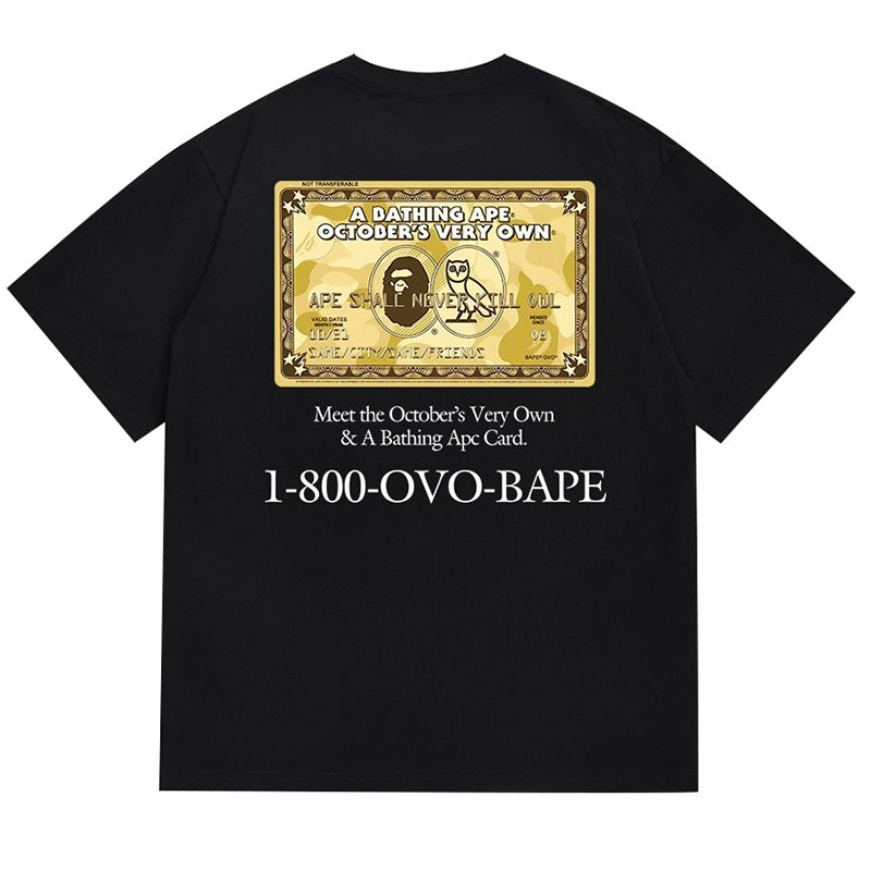 BAPE x OVO Card Back Print Men's T-Shirt - Black