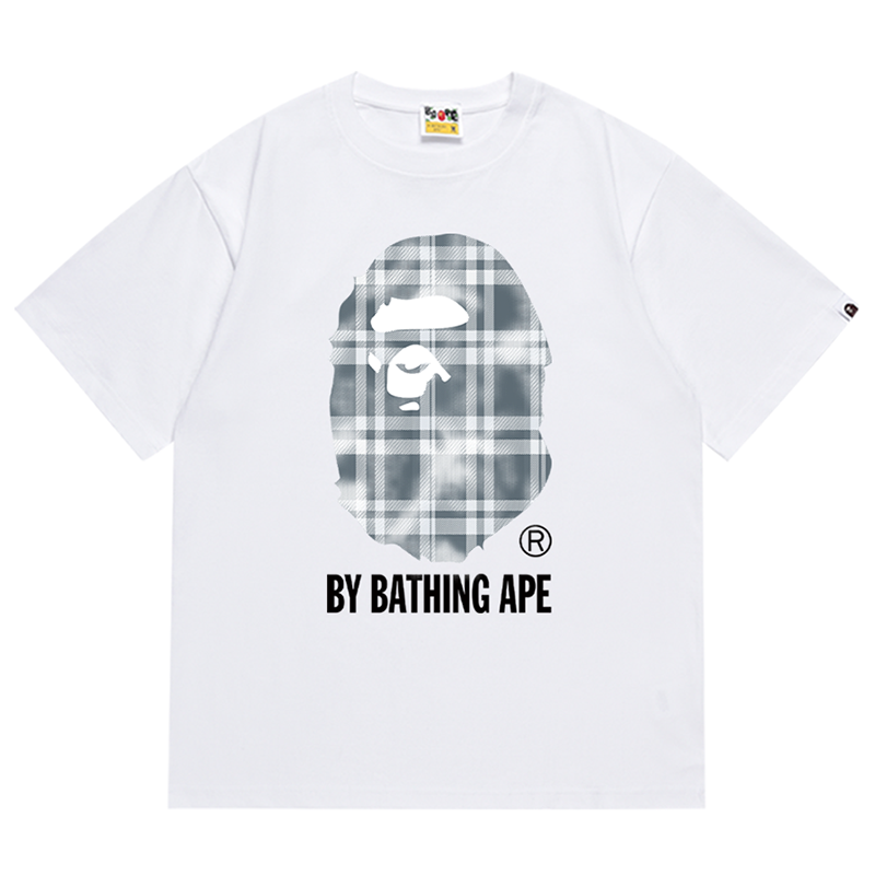 BAPE Bleach Check Ape Head Men's T-Shirt - White