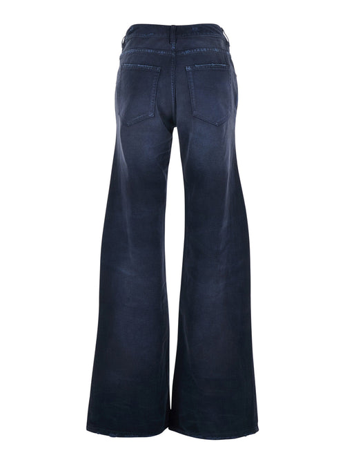 Balenciaga Women Blue Five-Pocket Jeans With Curved Waist And Faded Effect In Denim For Women