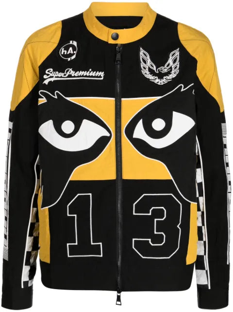 Haculla graphic-print zip-up biker jacket