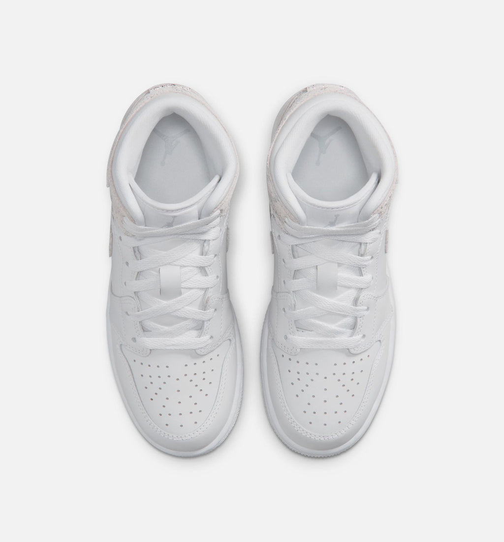 Air Jordan 1 Mid SE Grade School - White/Field Silver