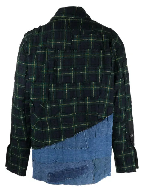 Greg Lauren patchwork cotton shirt jacket