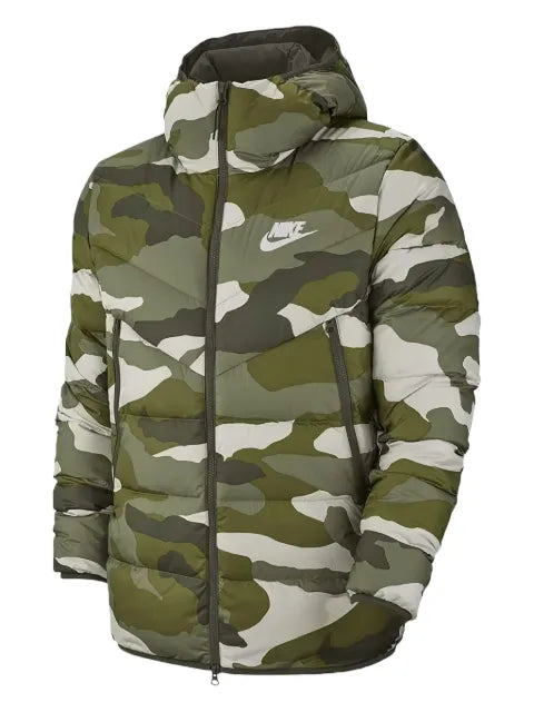 Nike camouflage-print hooded puffer jacket
