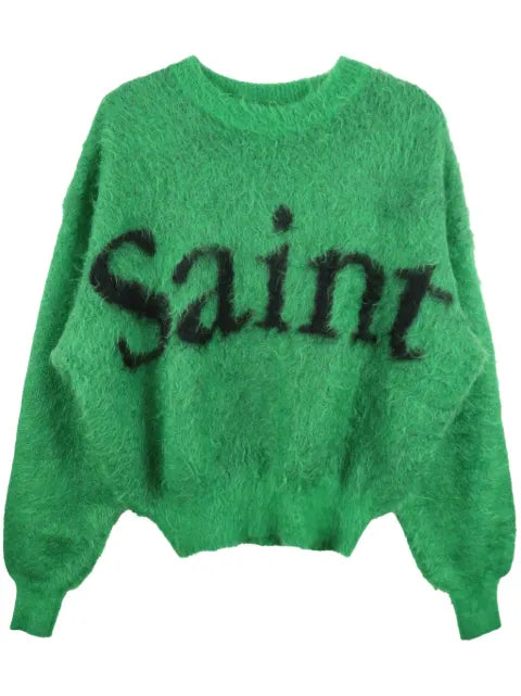 SAINT MXXXXXX intarsia-knit mohair-blend jumper