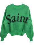 SAINT MXXXXXX intarsia-knit mohair-blend jumper