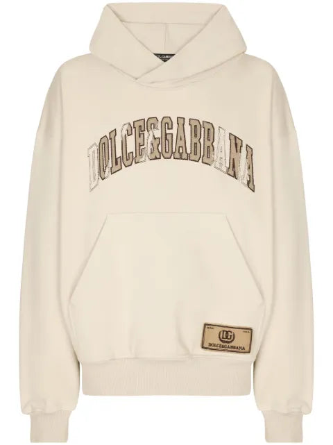Dolce & Gabbana logo-embroidered cotton hoodie