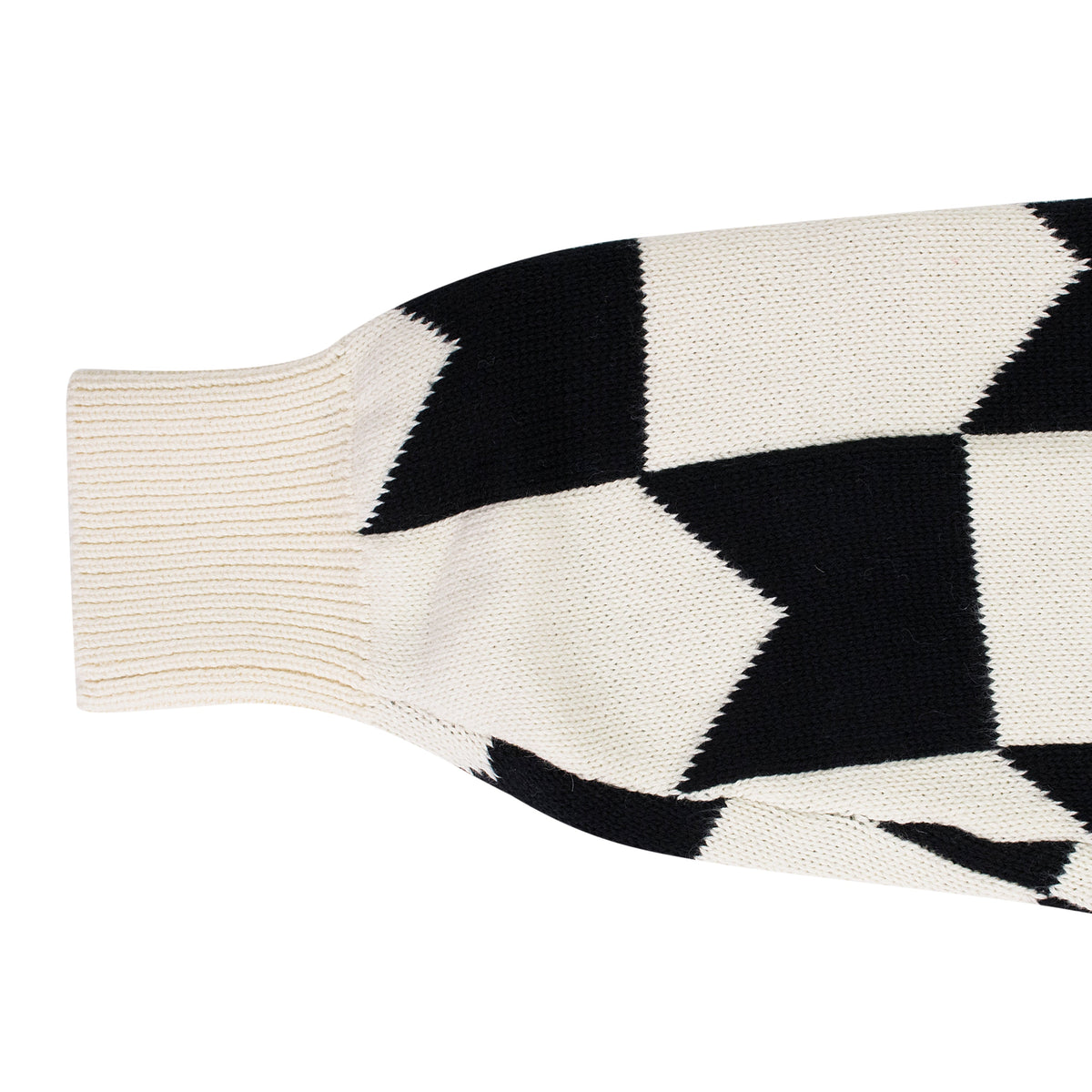 BLACK/CREAM CHEVRON CHECKERED KNIT CARDIGAN