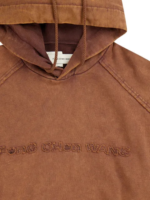 Feng Chen Wang washed-effect logo-embroidered hoodie