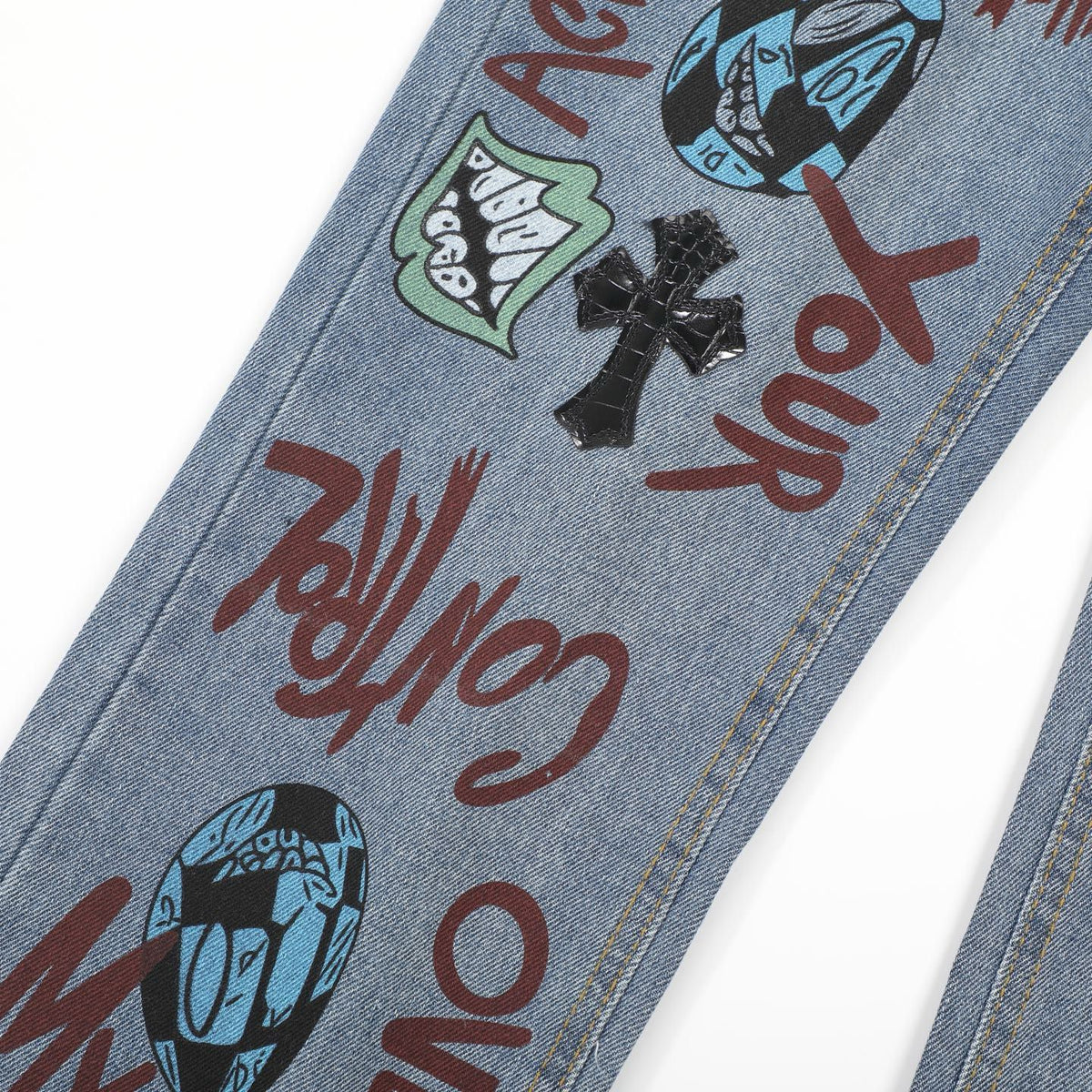 Chrome Hearts American street art cross with straight shaft Pants W1