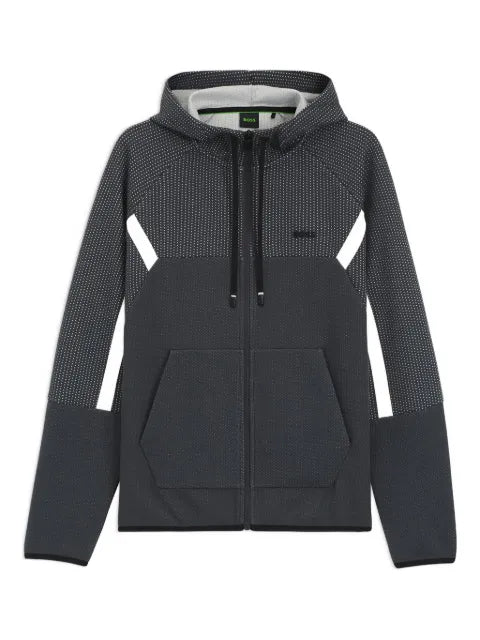 BOSS panelled zip-up hoodie