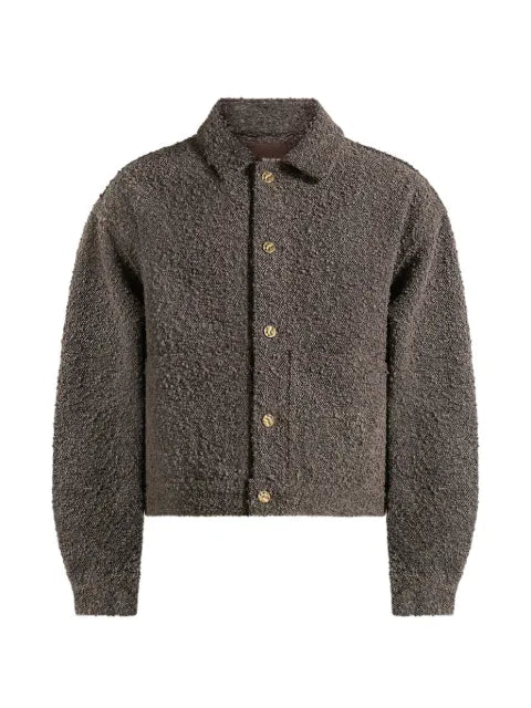 Manière De Voir Damien in brown bouclé denim jacket with back-pleat