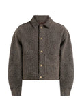 Manière De Voir Damien in brown bouclé denim jacket with back-pleat