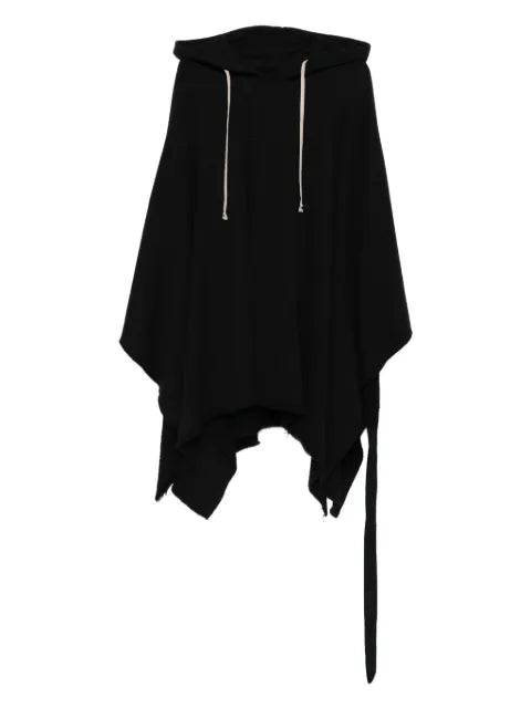 Rick Owens DRKSHDW raw-edge drawstring poncho hoodie