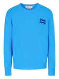 Marni bright blue cashmere sweater with Marni patch