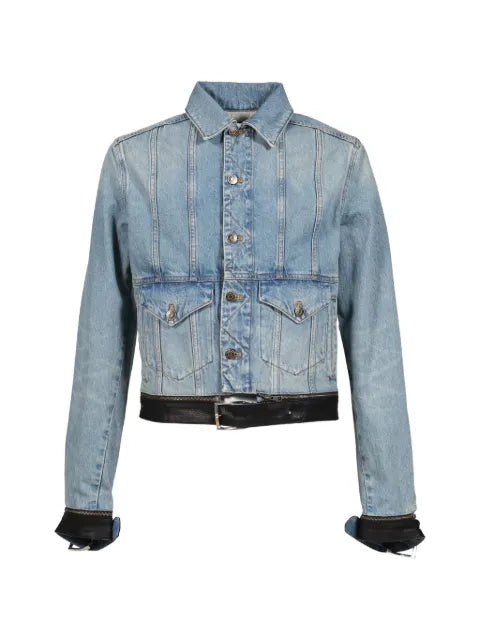 EGONlab. leather-strap denim jacket