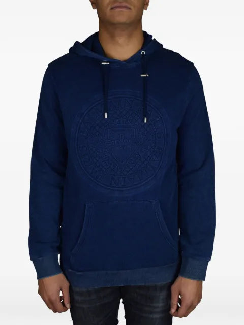 Balmain embossed-logo hoodie