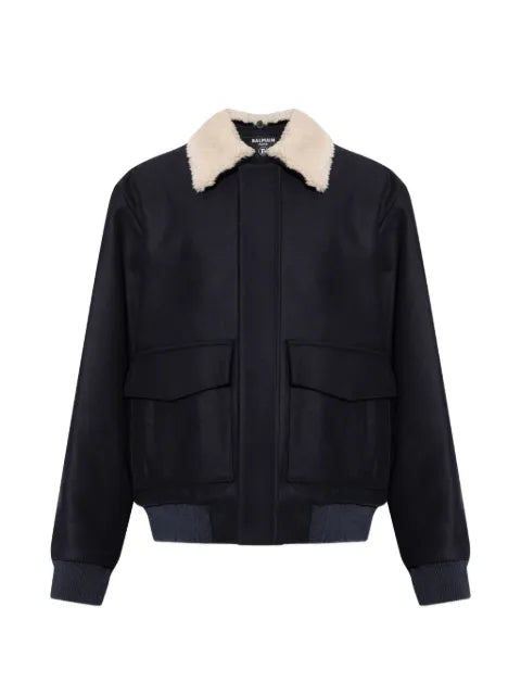 Balmain shearling-collar bomber jacket