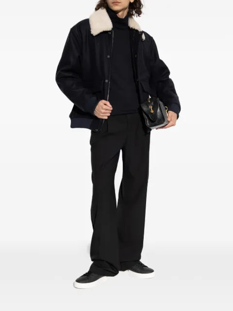 Balmain shearling-collar bomber jacket