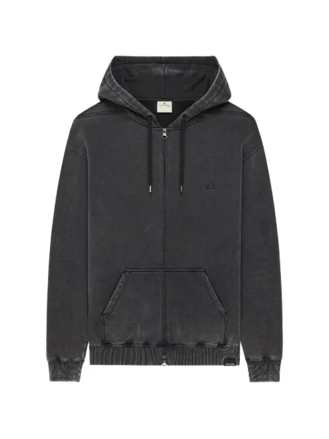 Courrèges logo print stonewashed zipped hoodie