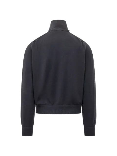 TOM FORD suede front merino full zip jacket