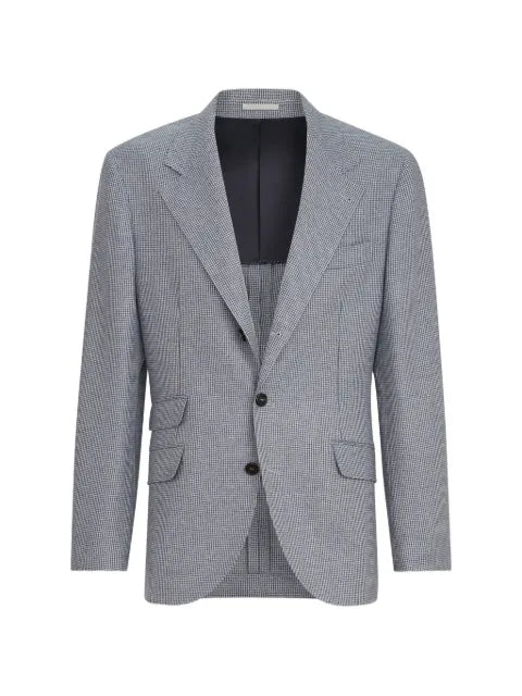Brunello Cucinelli cashmere and silk houndstooth flannel deconstructed Cavallo blazer