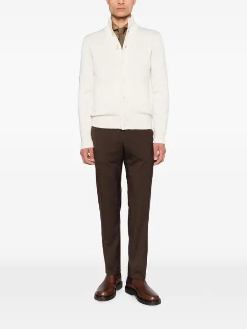 Zanone ribbed-knit high-neck wool cardigan