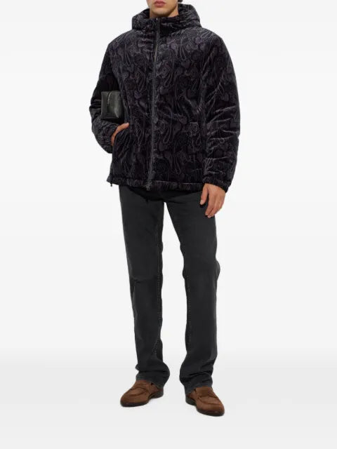 ETRO cotton velvet down jacket with paisley motif
