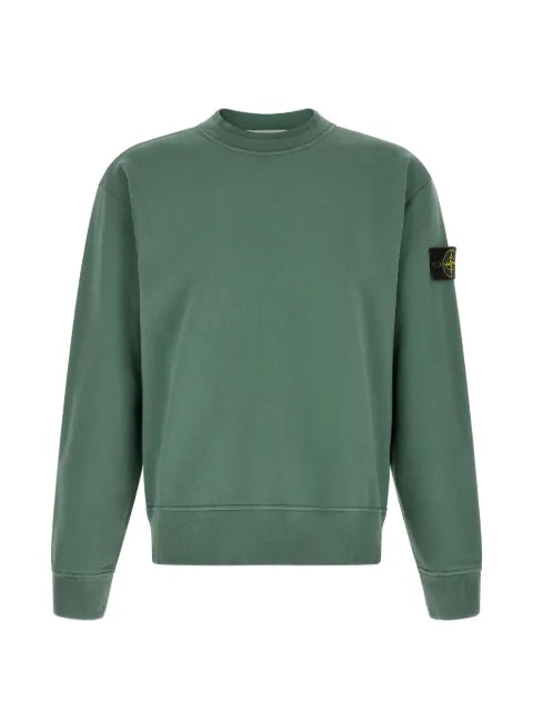 Stone Island 6100022 brushed organic-cotton fleece oversized-fit crew-neck sweatshirt with ribbed trims