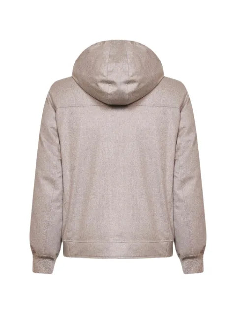 Brunello Cucinelli bonded wool flannel down jacket with detachable hood