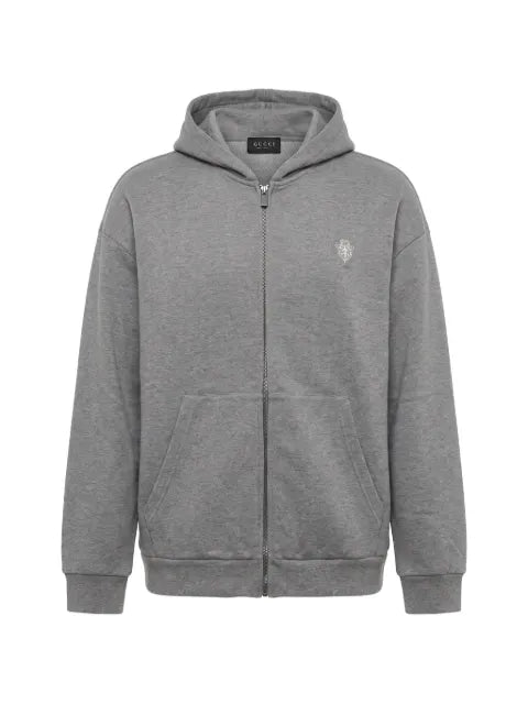 Gucci logo-embroidered zip-up hoodie