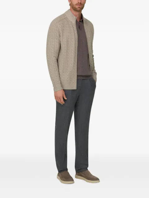 Boggi Milano roll-neck jumper full-zip cashmere-wool plated