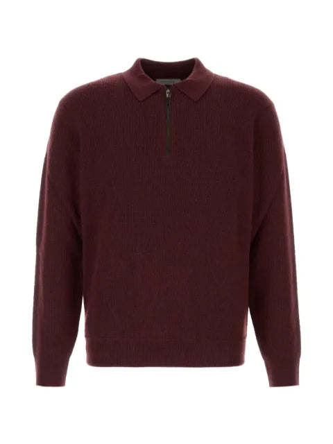 Canali zip-fastening knitted polo sweater