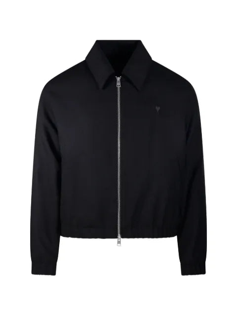 AMI Paris black wool padded jacket with Ami de Coeur