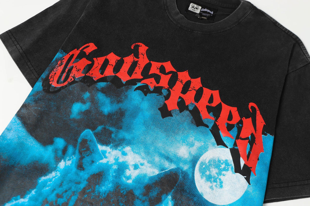 Godspeed Howling Wolf Moon Vintage Washed Graphic Tee