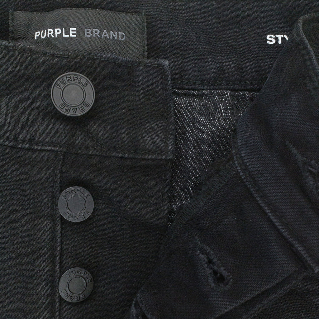 Black P004 Resin Coated Flared Cargo Skinny Jeans