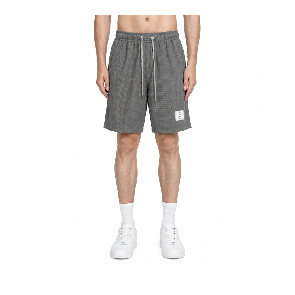 Thom Browne Style Men's Casual Shorts with Signature Four-Bar Detail