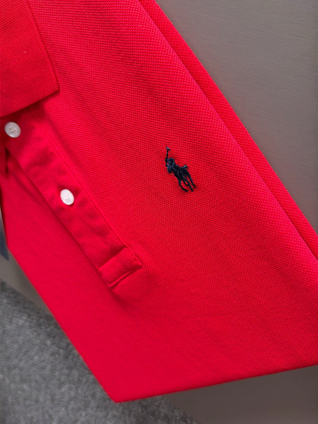 Kids Pique Knit Short‑Sleeve Polo Shirt Small Horse Embroidery Solid Red Casual Top
