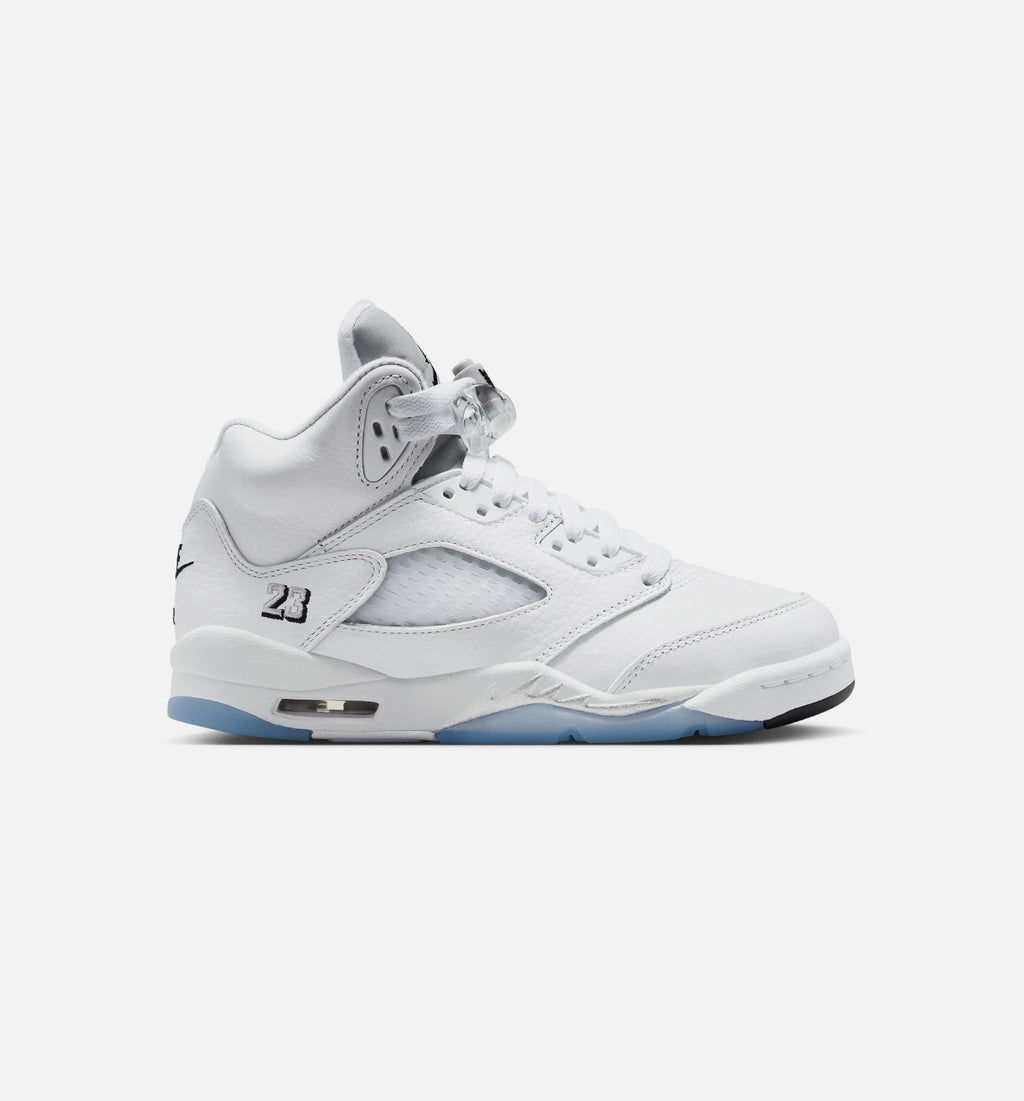 Air Jordan 5 Retro OG White Metallic Grade School Lifestyle Shoe – White/Black/Metallic Silver